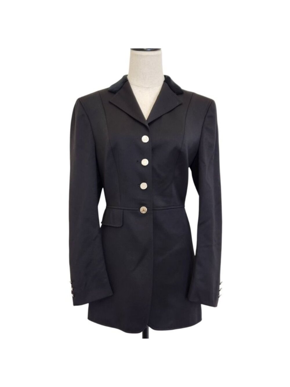 Hermes Vintage Sellier Buttons Velour Color Jacket Black 40